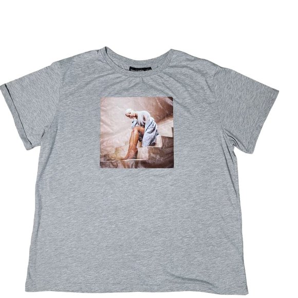 Primark Ariana Grande grey graphic tee shirt size large cotton blend concert - Picture 9 of 9